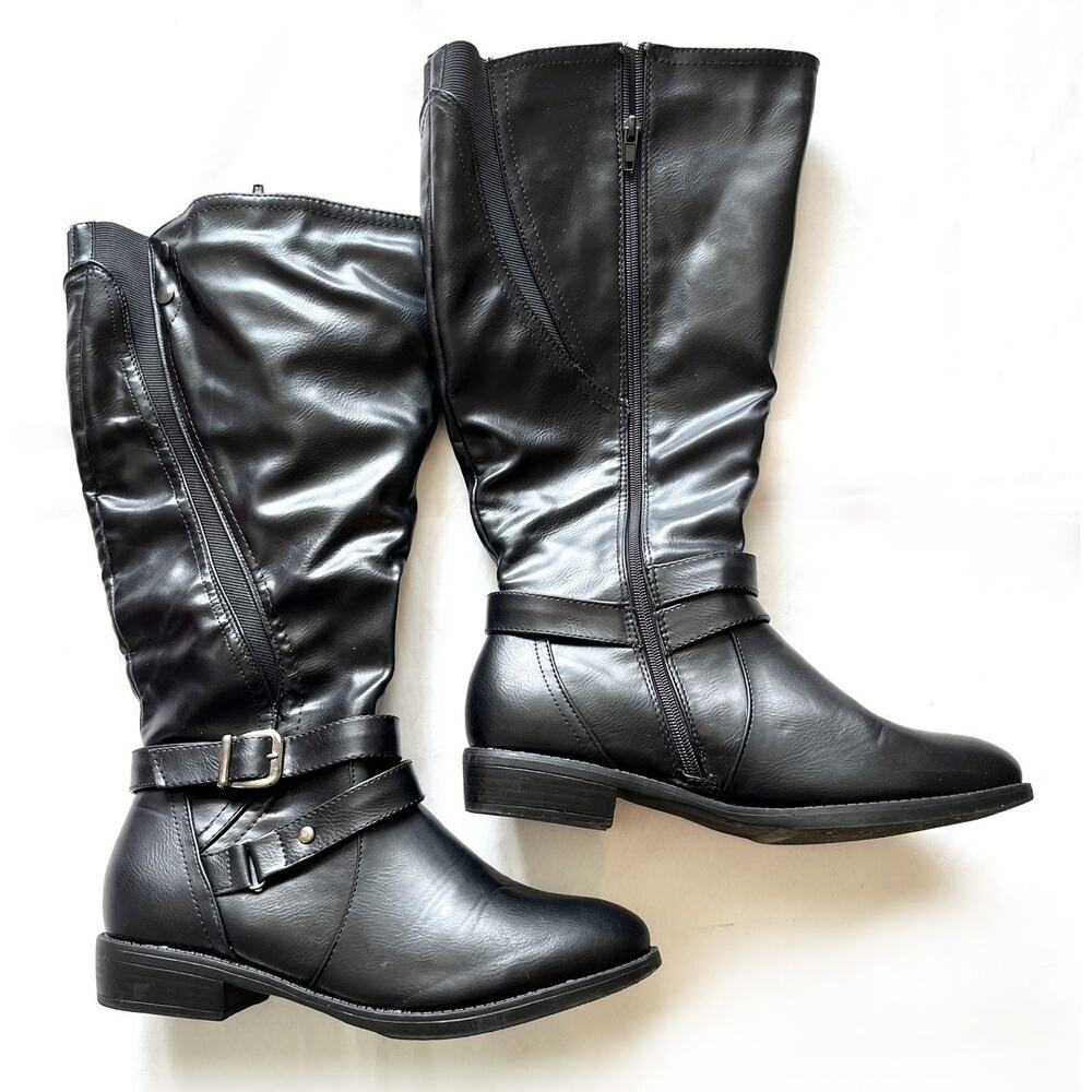 Vintage Avenue Salerno 9W wide calf brown faux leather boots with box $84